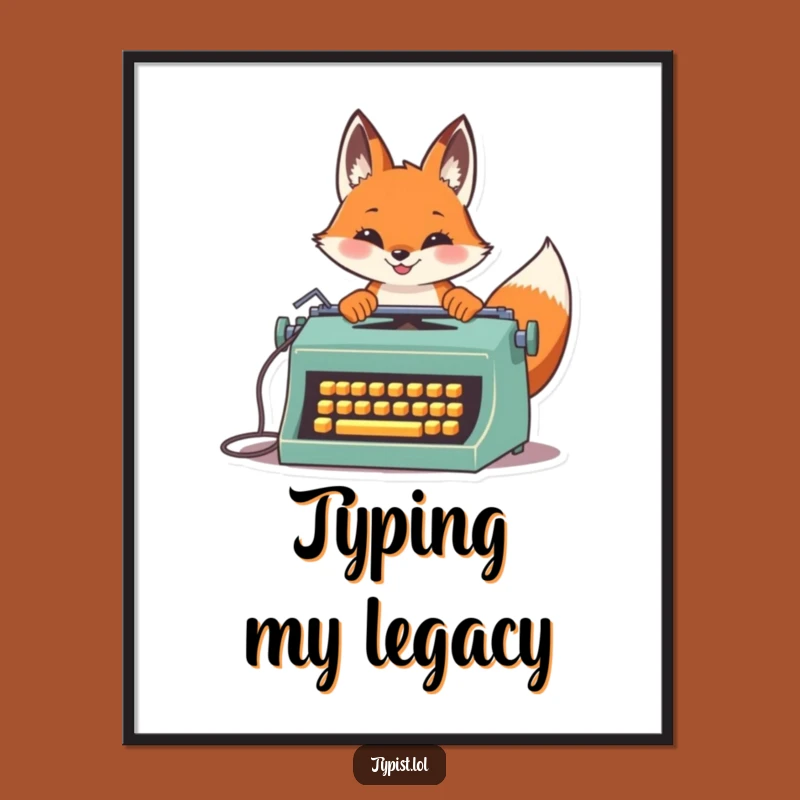 Funny Fox Typography Poster: Vintage Typewriter Speed Art Gift
