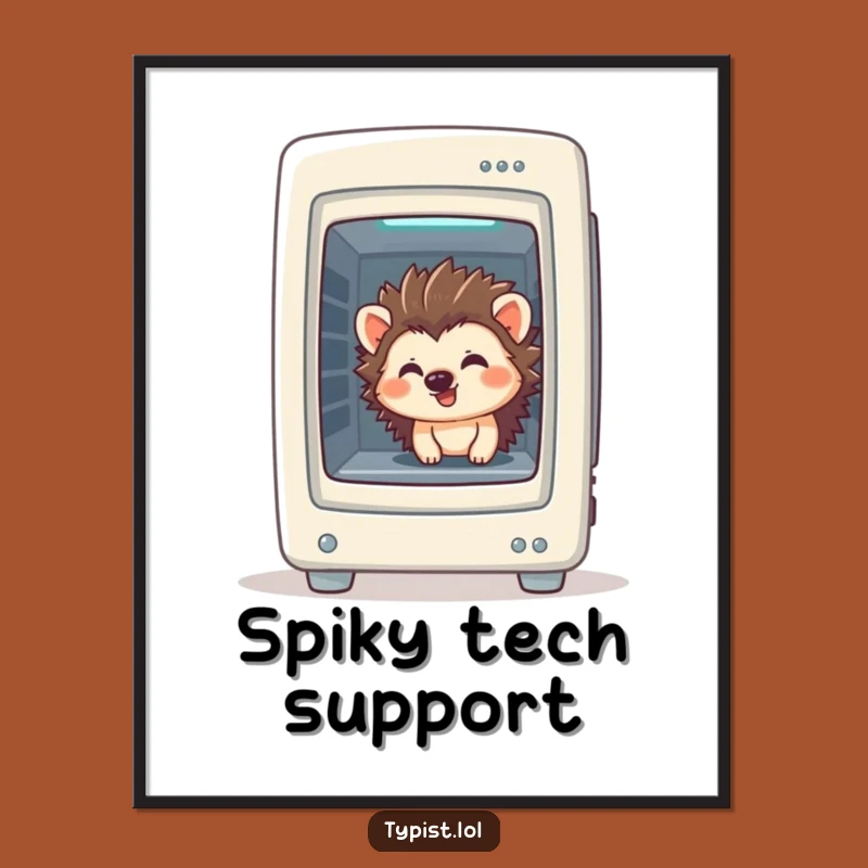 Funny Hedgehog Tech Poster: Giggling Gamer Decor, Humor Gift