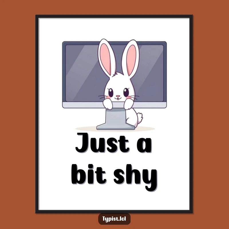 Funny Rabbit Poster: Curious Bunny Peeking from Monitor, Hilarious Wall Art for a Quirky Funny Gift