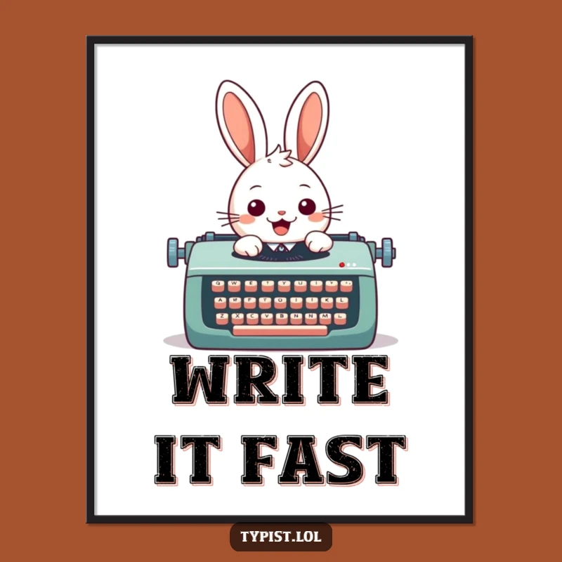 Funny Rabbit Typewriter Poster: Hilarious Wall Art for Creative Spaces