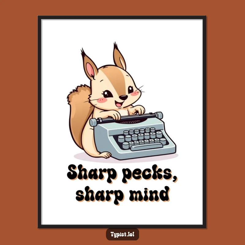Funny Squirrel Typewriter Poster: Adorable and Speedy Wall Art