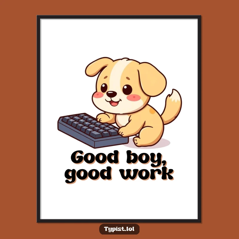 Funny Dog Keyboard Poster: Playful Pup Art for Home and Office