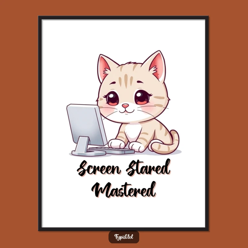 Funny Cat Digital Focus Poster: Hilarious Art for Your Workspace