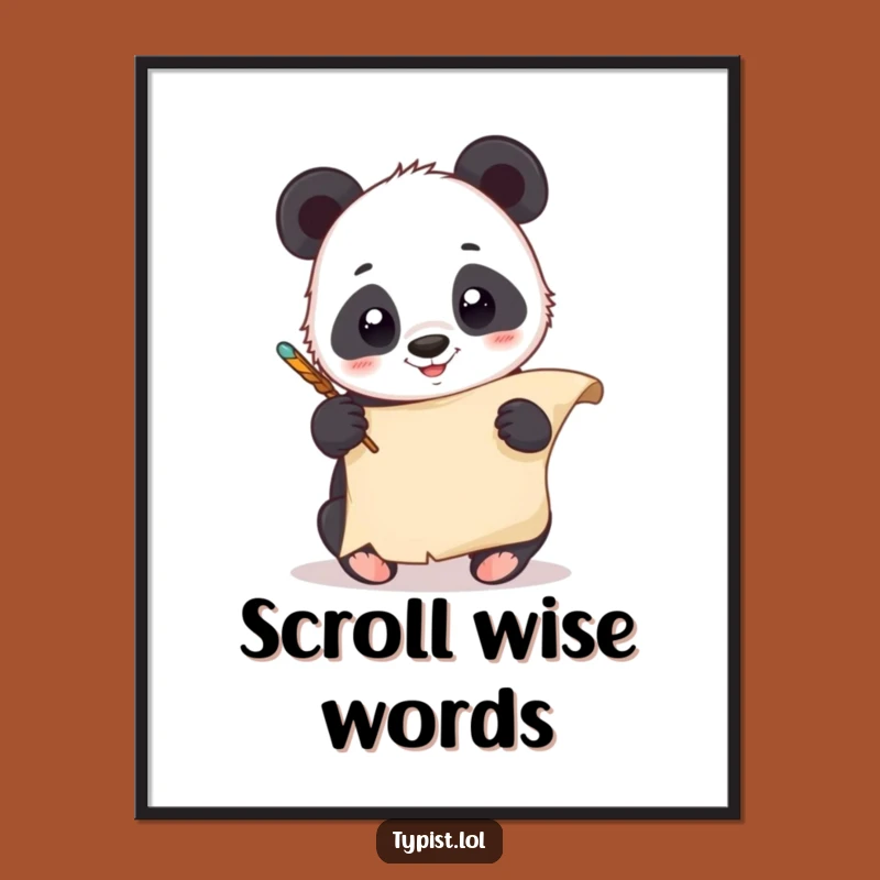 Funny Panda Quill Poster: Artistic Charm and Panda Joy