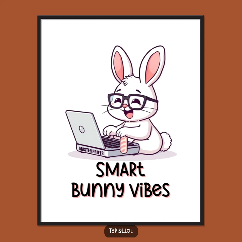 Funny Bunny Glasses Laptop Poster: Smart and Speedy Wall Art