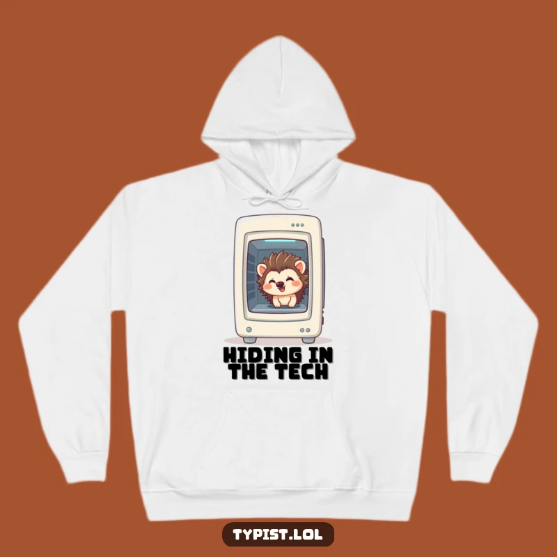 Funny Hedgehog Hoodie: Giggling Tech Support, Cozy Humor Gift