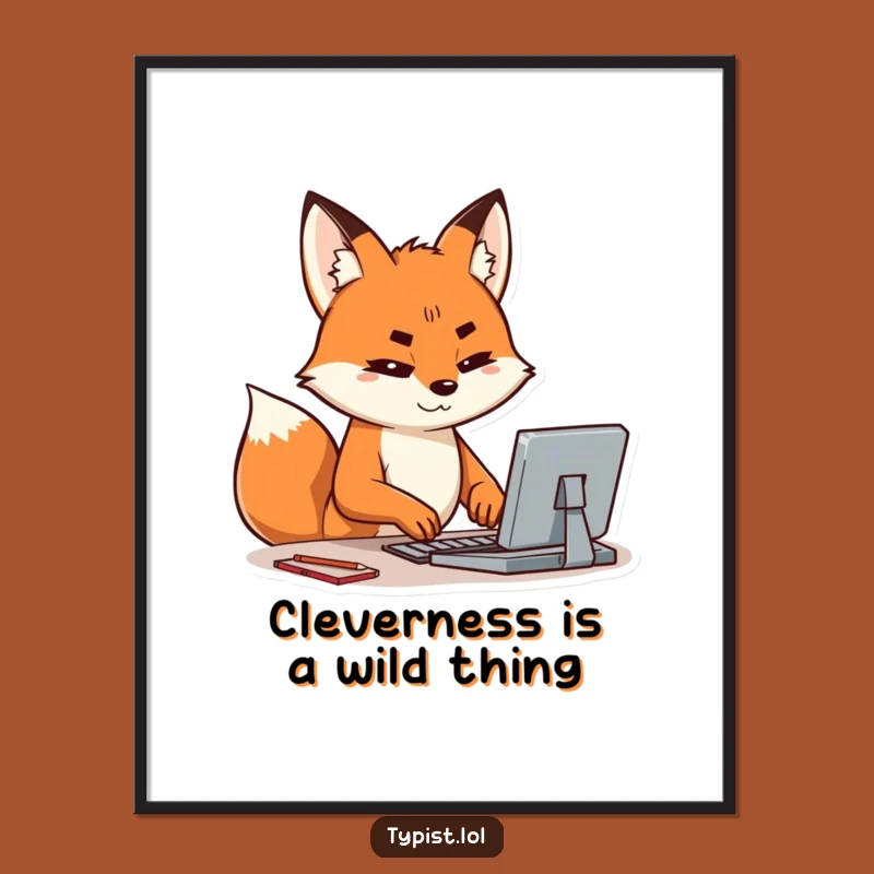 Free Printable Fox Wall Art - Funny Concentrating Fox Downloadable Art
