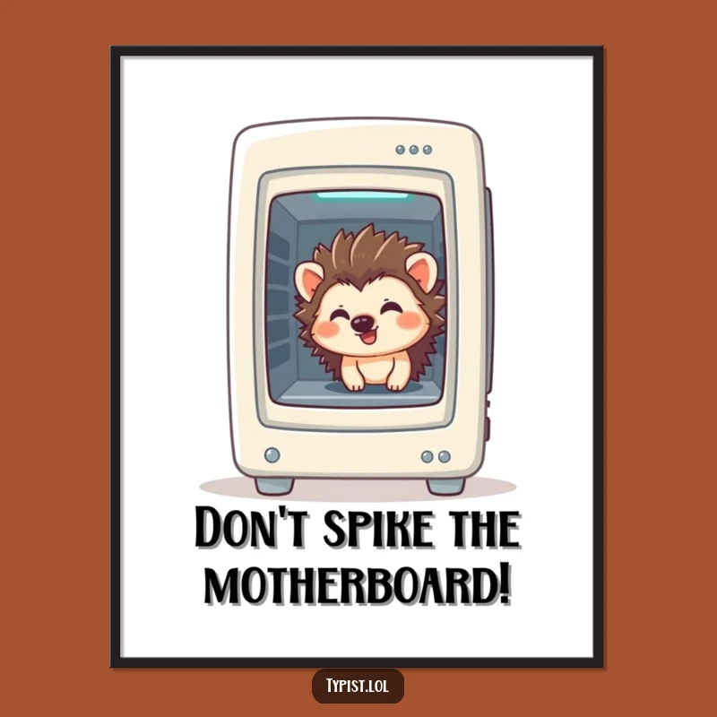Free Printable Wall Art: Giggling Hedgehog Tech, Funny Downloadable Art!