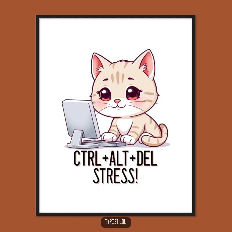 Free Printable Cat Computer Art - Funny Downloadable Wall Decor for Home Office