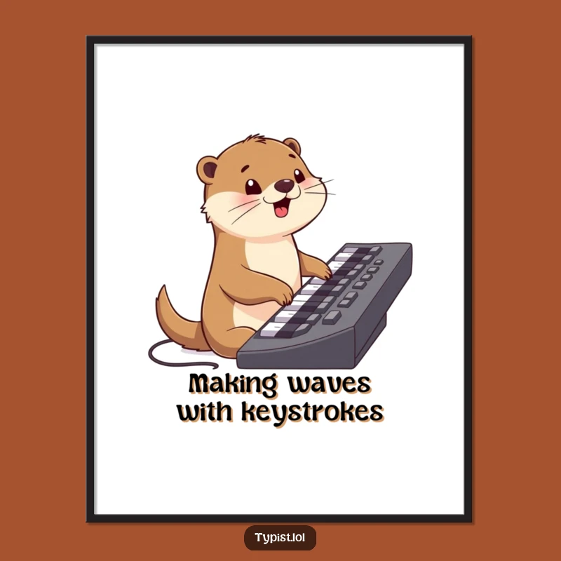 Free Printable Funny Wall Art: Happy Otter Keyboard Master Downloadable Decor