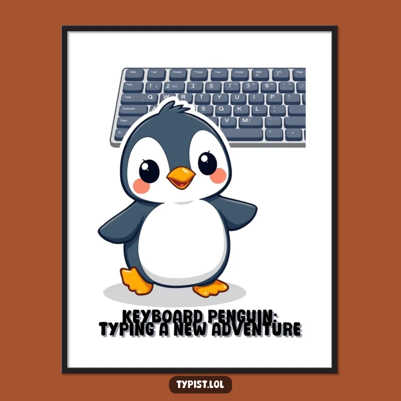 Free Printable Penguin Keyboard Wall Art - Funny Downloadable Decor for Gamers and Geeks