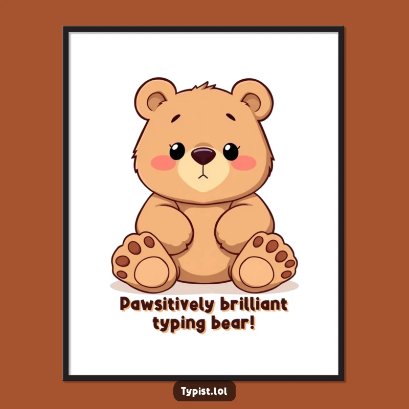 Free Printable Wall Art: Funny Bear Typist, Cartoon Paws Downloadable Art!