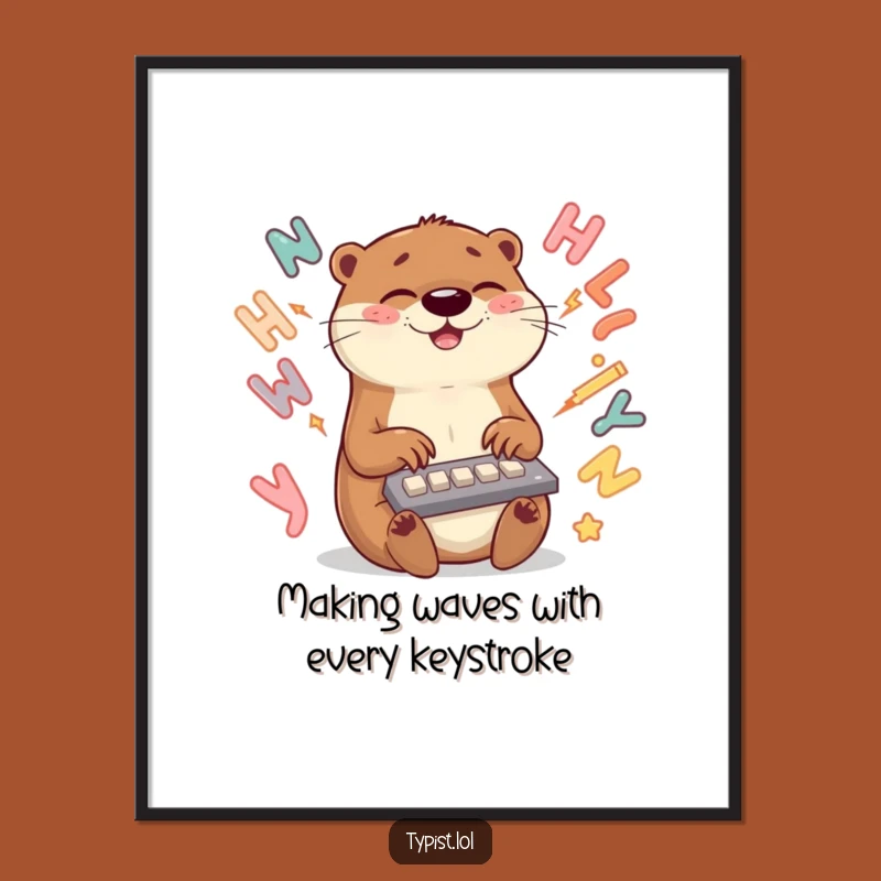 Funny Free Printable Otter Typing Wall Art - Energetic Downloadable Decor for a Cheerful Space