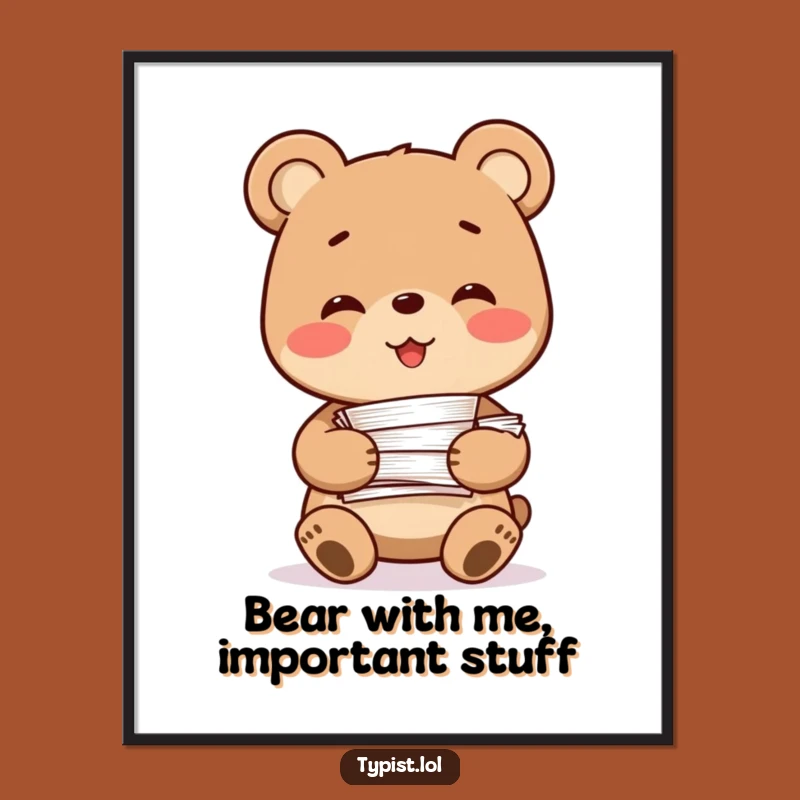 Funny Free Printable Wall Art: Smiling Bear Papers Holder Downloadable Decor