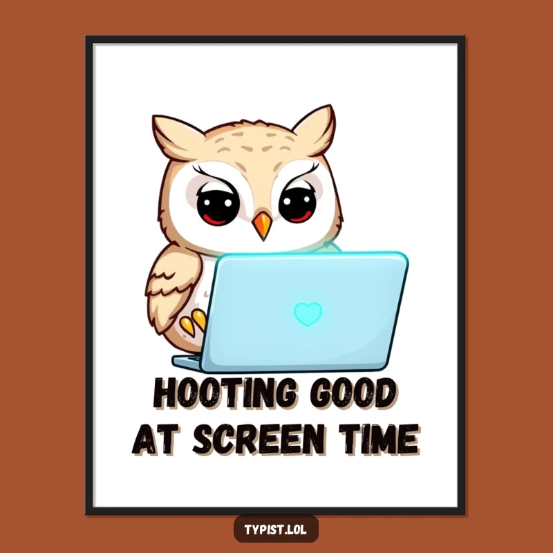 Free Printable Owl Wall Art: Humorous Focused Owl Art Downloadable Gift