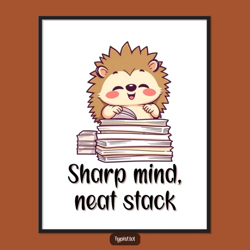 Funny Free Printable Hedgehog Wall Art: Meticulous Organizer Downloadable Decor