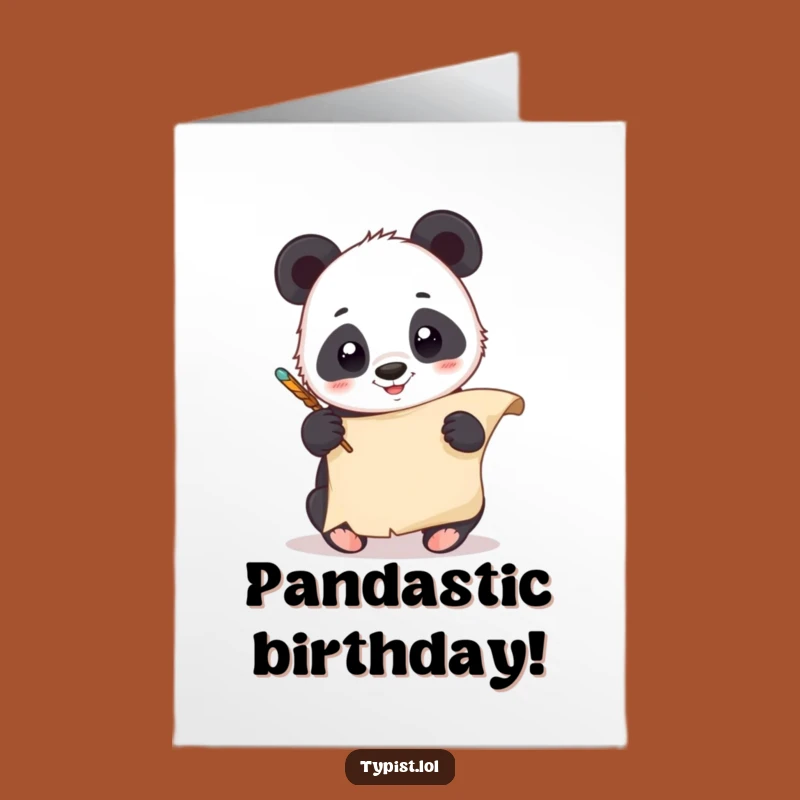 Free Printable Panda Birthday Card: Funny Quill & Scroll Downloadable Gift