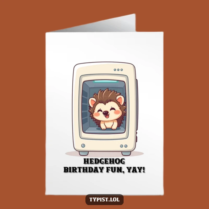 Free Printable Birthday Card: Giggling Hedgehog Tech, Downloadable Fun!