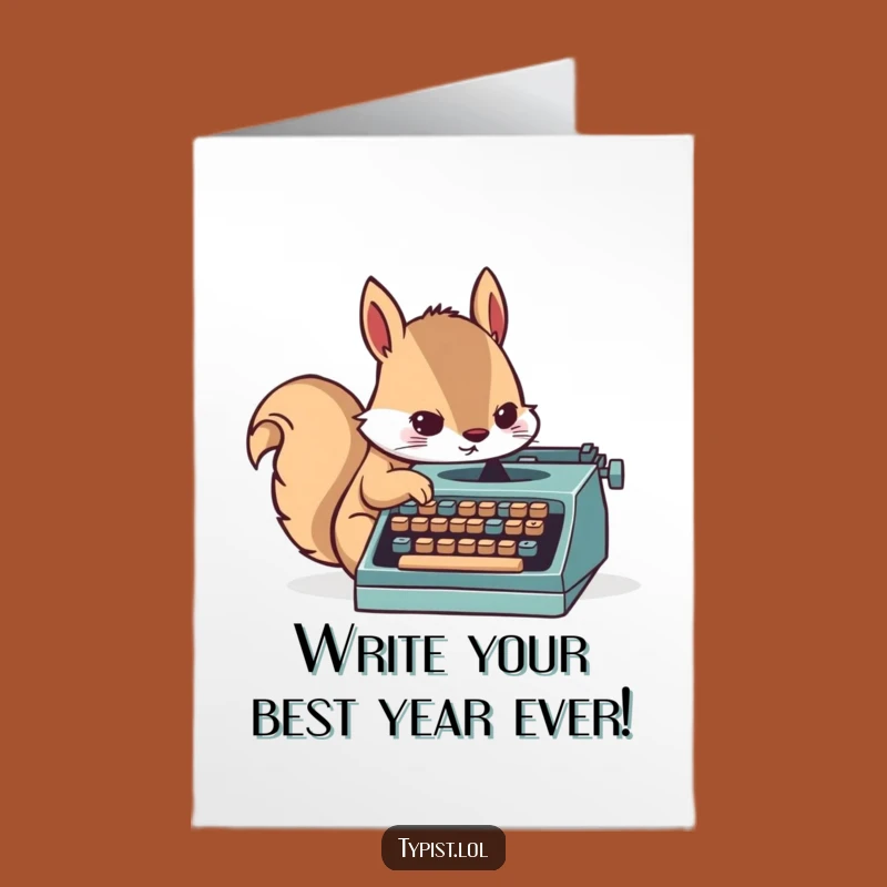 Free Printable Squirrel Birthday Card: Typing Out Wishes Funny Writer Downloadable Gift