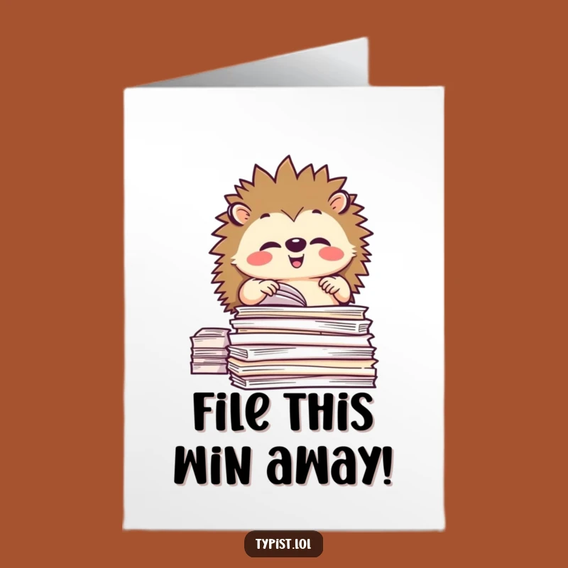 Free Printable Hedgehog Congratulations Card: Organized Triumph Funny Office Downloadable Gift