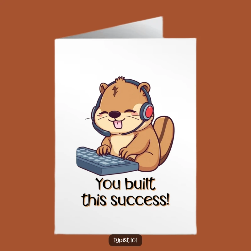 Free Printable Congrats Card: Beaver Hard at Work Downloadable Gift