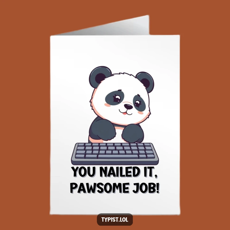 Free Printable Congrats Card: Panda Keyboard Chaos, Humorous Downloadable Gift