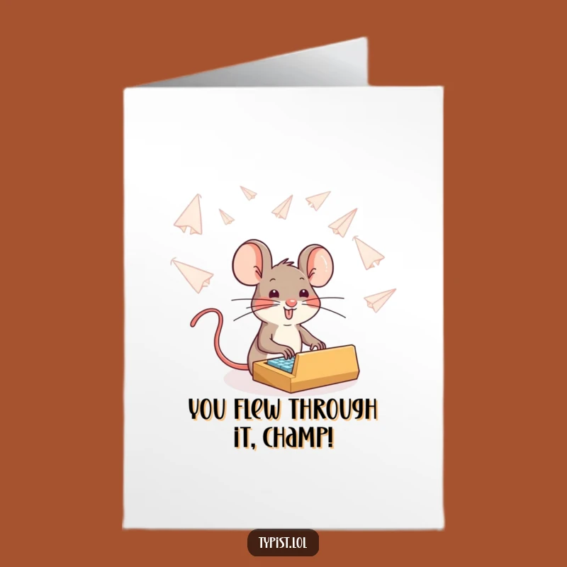 Free Printable Mouse Congrats Card: Brave Typing Mouse Success Downloadable Gift