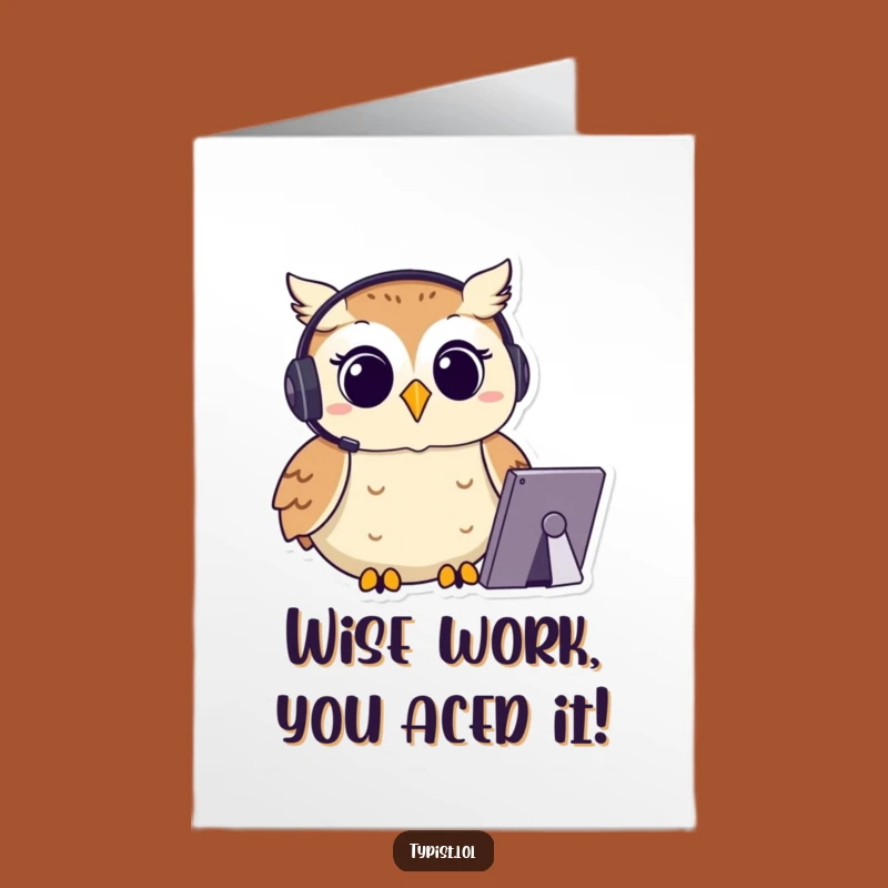 Free Printable Congrats Card: Owl Headset Typist, Downloadable Success!