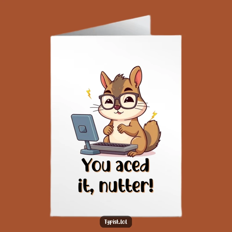 Free Printable Congrats Card: Fast-Typing Squirrel for Your Achievement, Instant Download