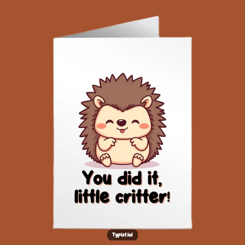 Free Printable Hedgehog Typing Card: Sweet Congrats Downloadable Gift!