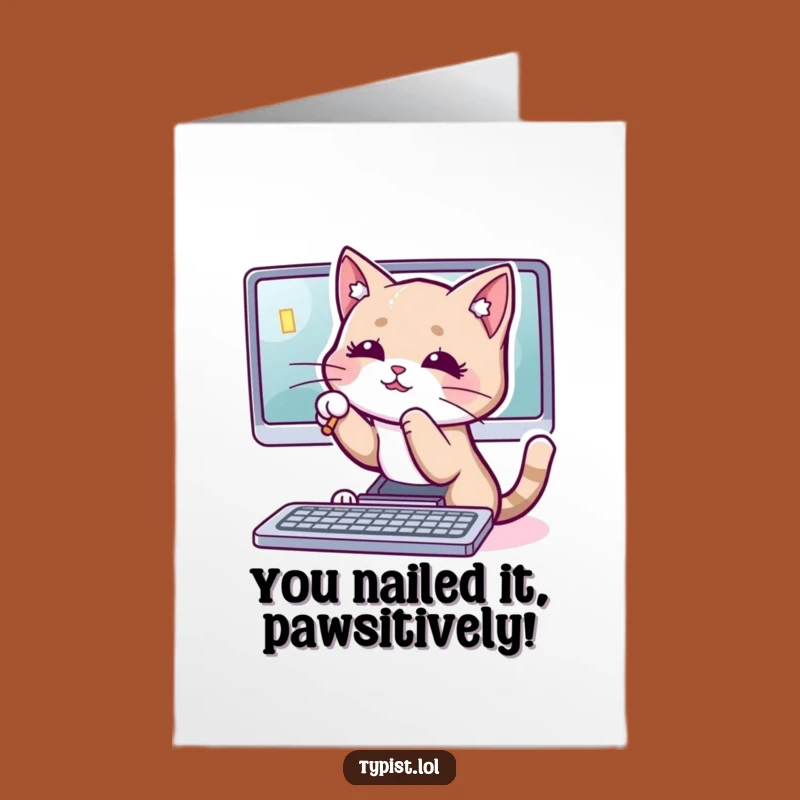 Free Printable Cat Congrats Card - Playful Downloadable Cursor Batting Greeting