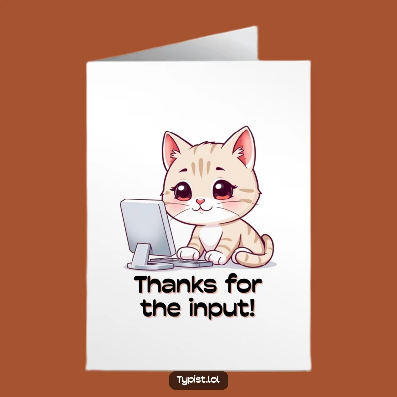 Free Printable Cat Computer Thank You Card - Funny Downloadable Gift of Thanks