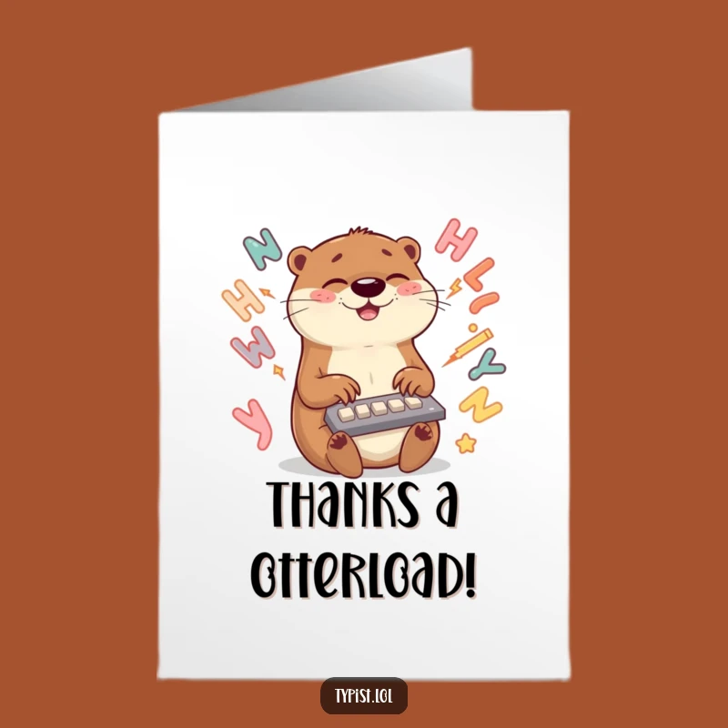 Free Printable Otter Thank You Card - Speedy Downloadable Typing Greeting for Your Gratitude
