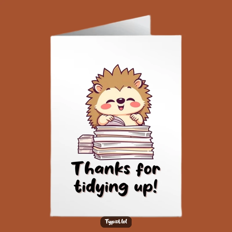 Free Printable Thank You Hedgehog Card: Organized Gratitude Funny Office Downloadable Gift
