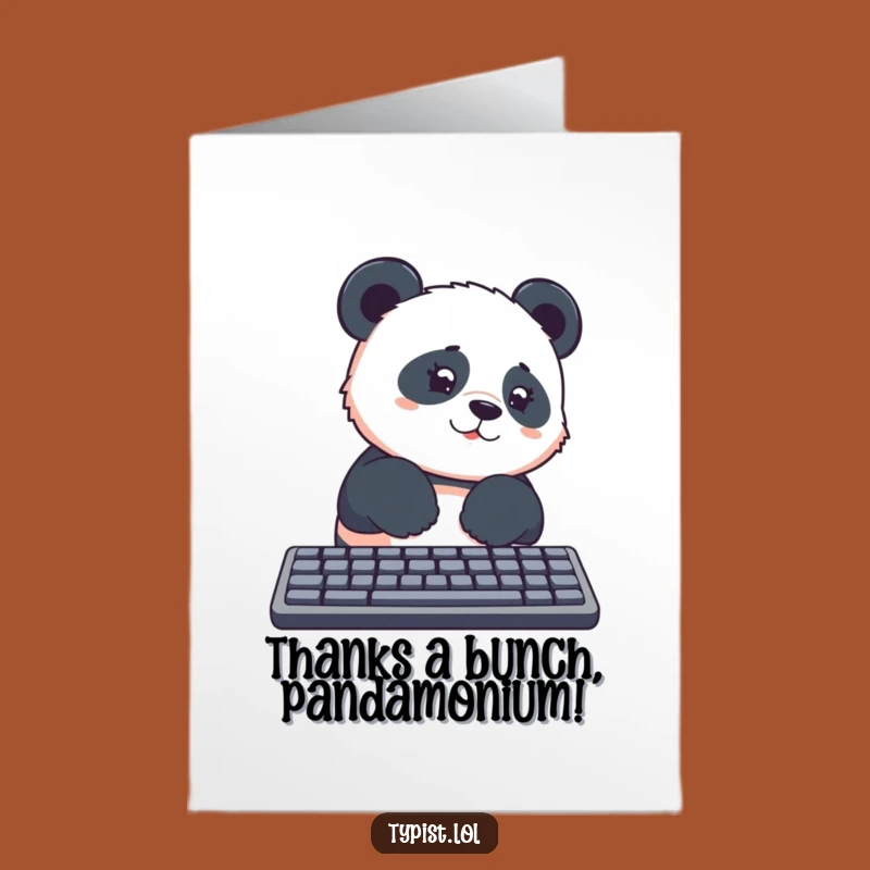 Free Printable Thank You Card: Panda Keyboard Capers, Humorous Downloadable Gift