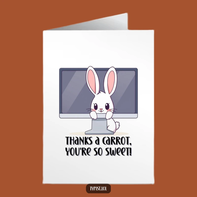 Free Printable Rabbit Monitor Thank You Card - Cute Downloadable Gift for Quiet Gratefulness