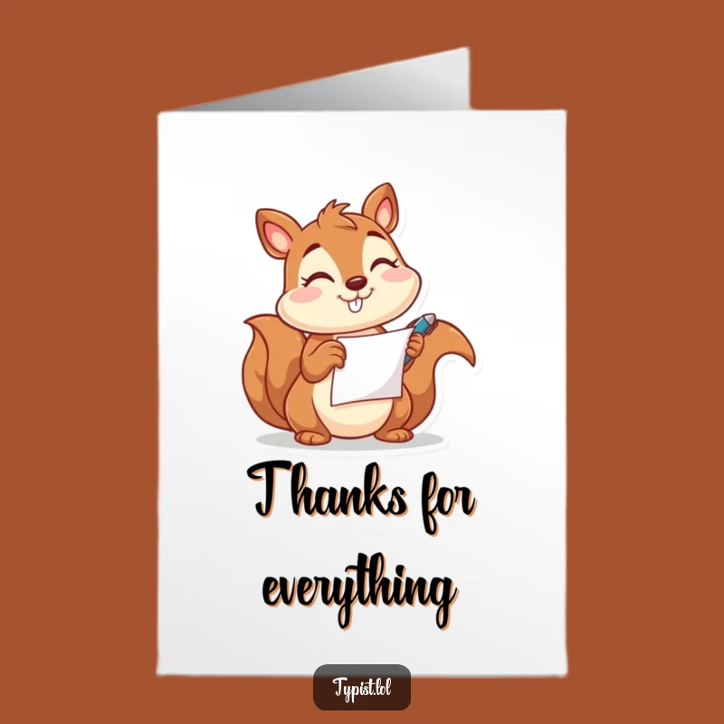 Free Printable Funny Thank You Card: Squirrel's Wink Downloadable Gift