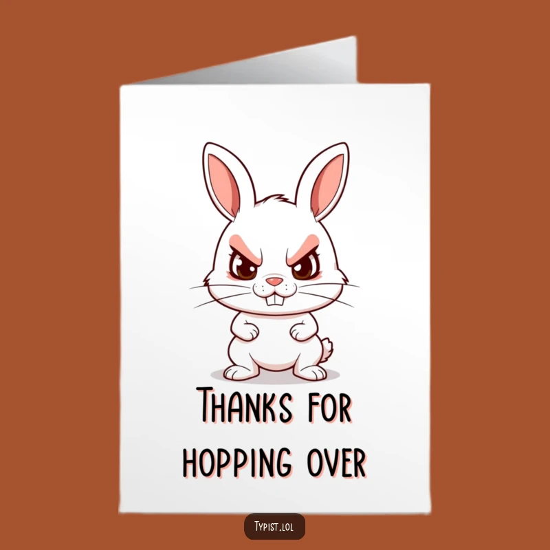 Free Printable Funny Thank You Card: Rabbit's Furious Typing Downloadable Gift