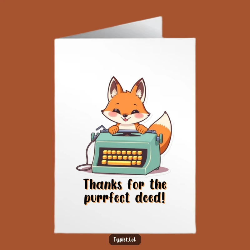 Free Printable Thank You Card: Fast Fox Typist, Instant Download!