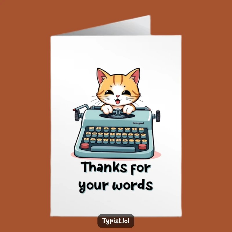 Free Printable Thank You Card: Funny Cat Author DIY Downloadable Gift for Words