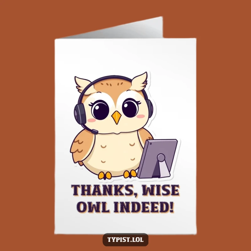 Free Printable Thank You Card: Focused Owl, Instant Download!