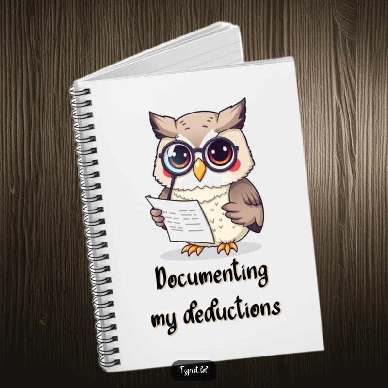 Funny Owl Notebook: A curious owl wearing a monocle reads a document, ideal for jotting down clever ideas with smart humor.