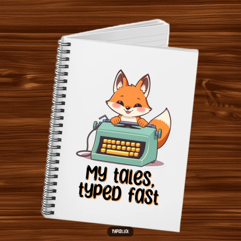 Funny Fox Typist Notebook: A proud fox types fast on a vintage typewriter, a humorous journal for capturing quick thoughts, funny gift.