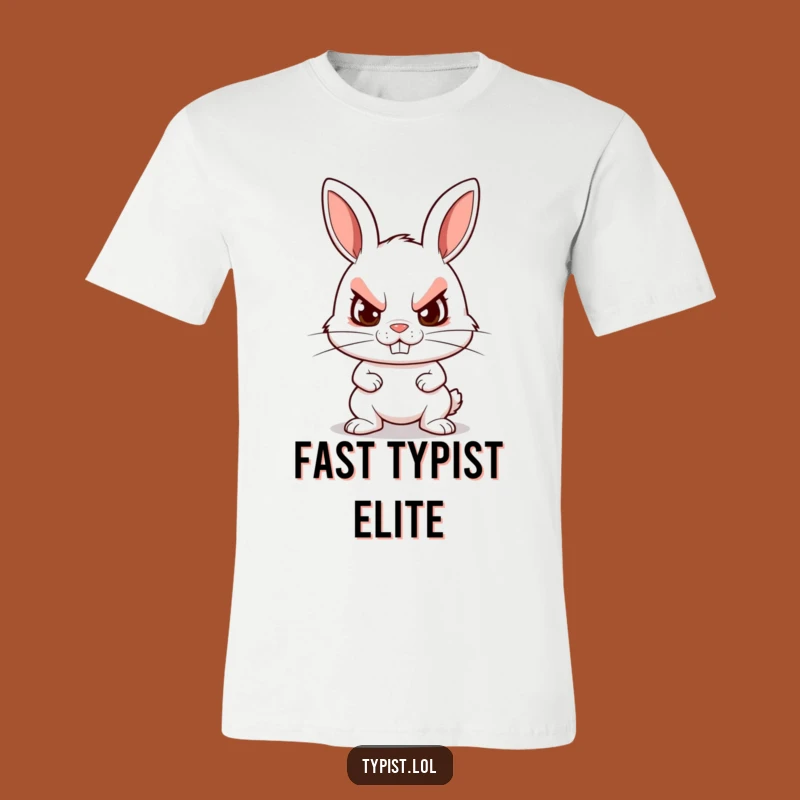 Funny Rabbit Typing T-Shirt: Furious Productivity Humorous Apparel Gift