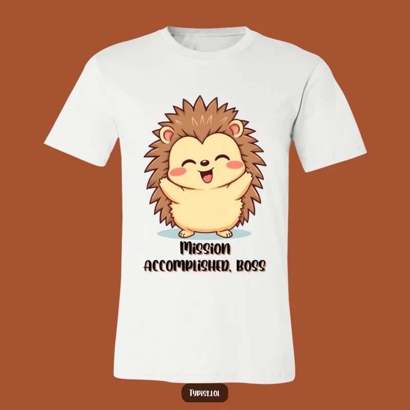 Funny Hedgehog Send T-Shirt - Victory Expression Graphic Tee Gift