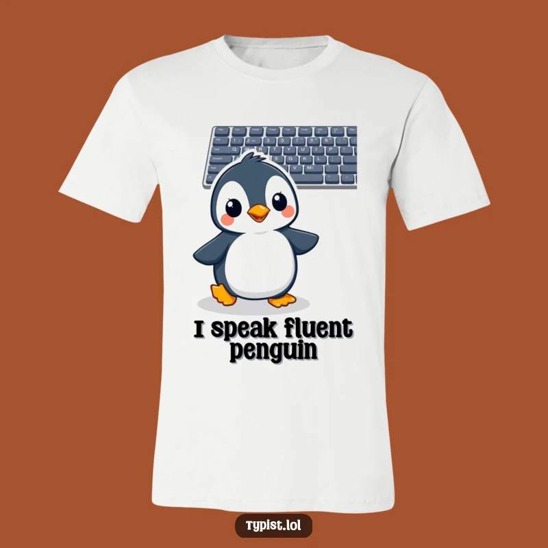Funny Penguin T-Shirt: Cheerful Bird Waddles to Keyboard, Hilarious I.T. Gift for Penguin Lovers