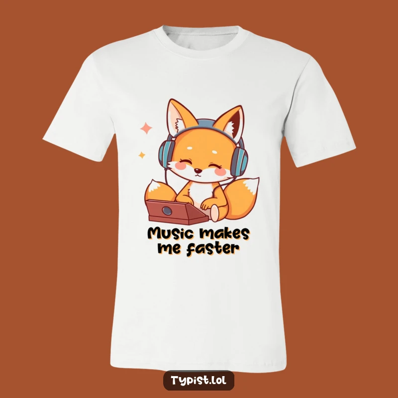 Funny Fox Typing T-Shirt: Cool Tunes and Humorous Workwear Gift
