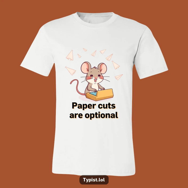 Funny Brave Mouse Typing T-Shirt: Wear Your Determination with Hilarious Style
