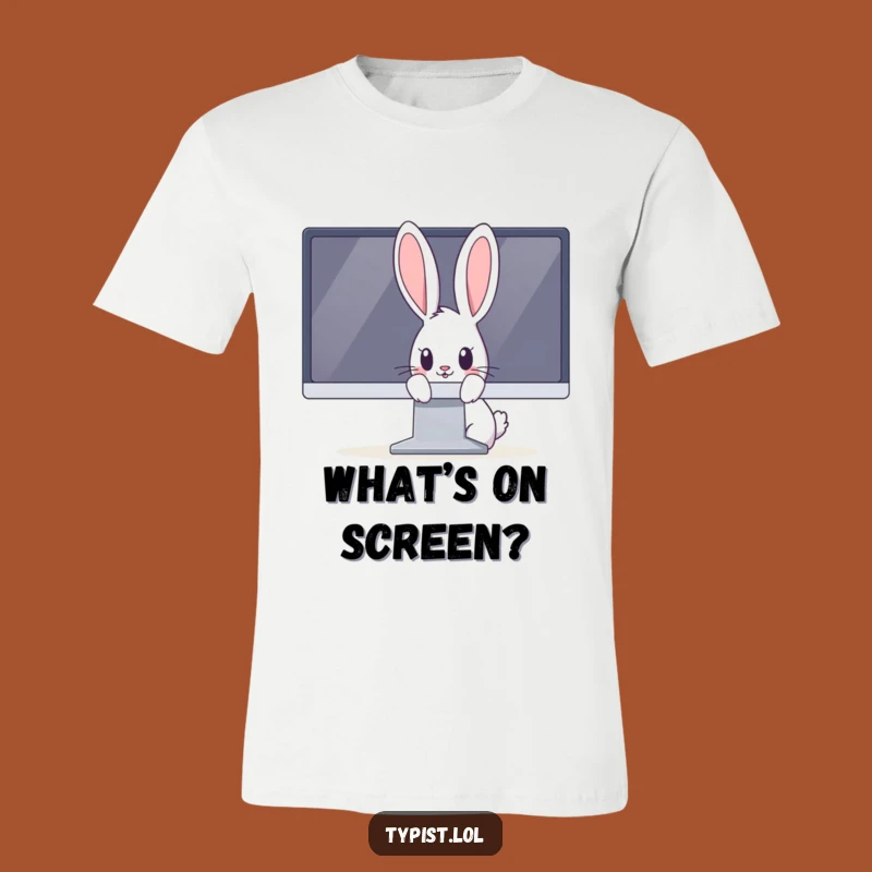 Funny Rabbit T-Shirt: Curious Bunny Peeking from Monitor, Hilarious Techie Gift for Animal Lovers