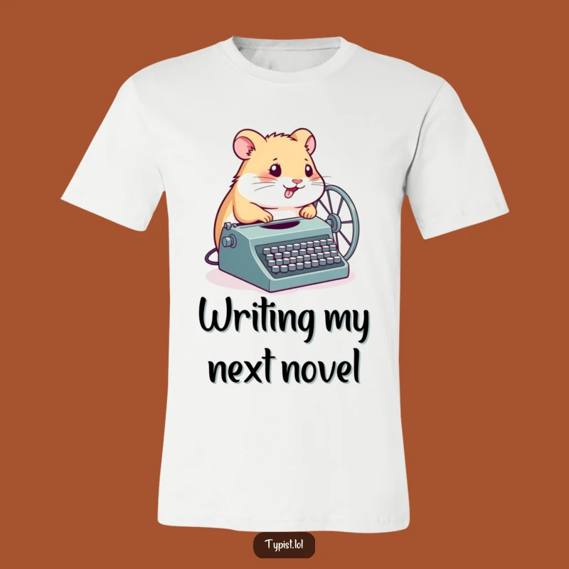 Funny Hamster Typewriter T-Shirt: Determined Creator at Work - Great Funny Gift